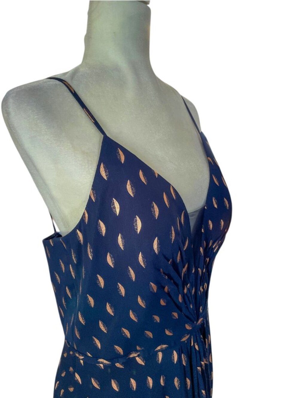 AQUA Formal Celestial Navy & Gold Metallic Foil Maxi Dress SZ 12 Floor Length - Picture 8 of 15